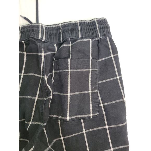 Hot Topic Pants SZ M Straight Cargo Black White Plaid Grid Grunge High Rise Punk - Picture 9 of 9